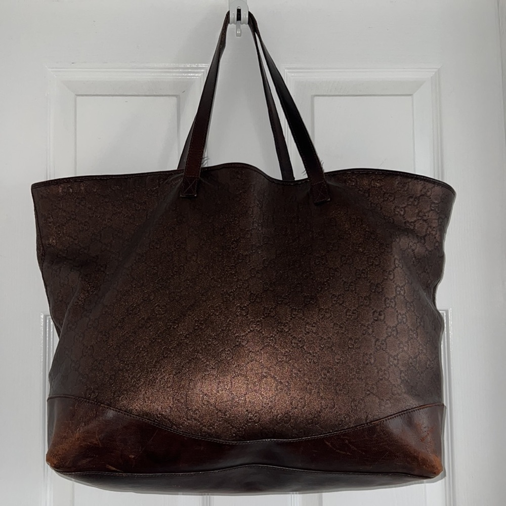 Gucci Leather Guccissima Tote in Bronze - Metallic Brown